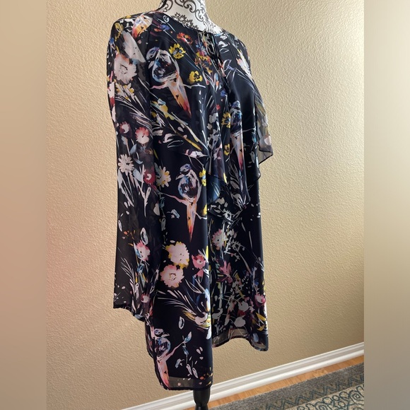 Marciano Women’s Dress Black Floral Birds of a Feather Size Large - Picture 12 of 13